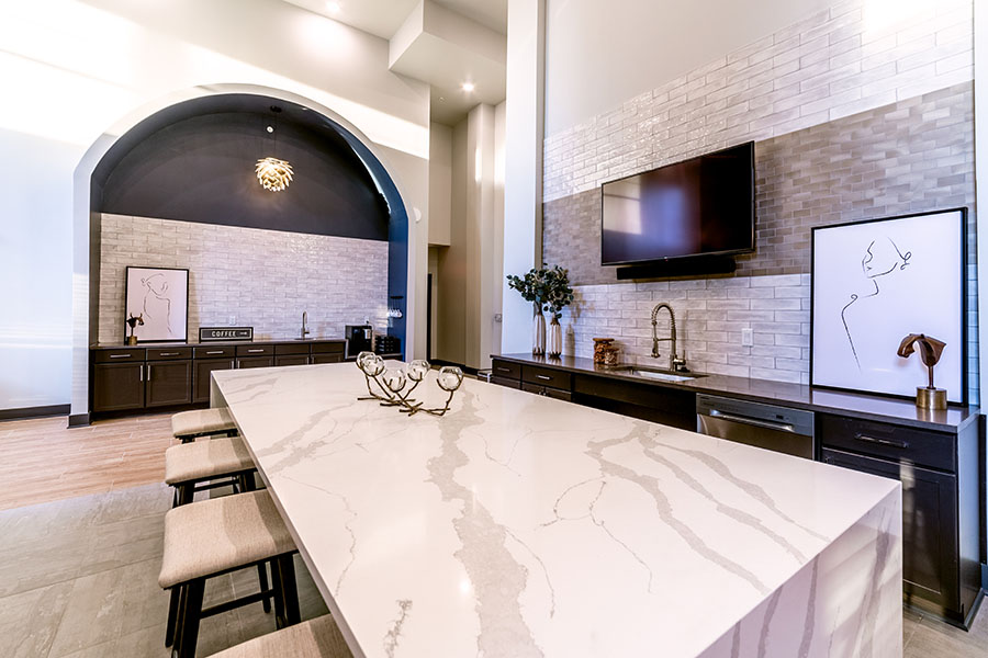 Kitchen area of apartment clubhouse